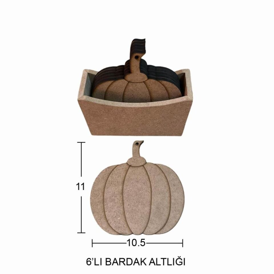 Ahşap Balkabağı Bardak Altlığı 11x10,5cm L393