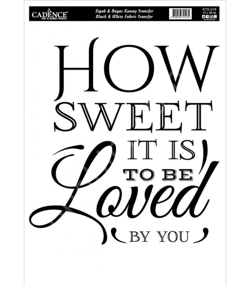 KTS-18 Siyah Beyaz  Cadence Kumaş Transfer 21x30cm