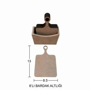 Ahşap Dikdörtgen Bardak Altlığı 13x8,5cm L392
