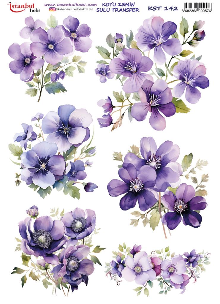 Koyu Zemin Sulu Transfer Kağıdı 25x35cm KST-142