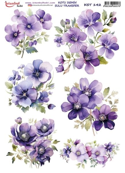 Koyu Zemin Sulu Transfer Kağıdı 25x35cm KST-142