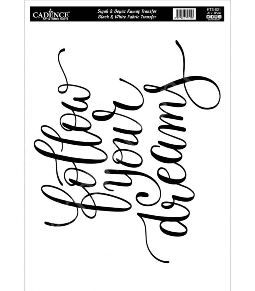 KTS-21 Siyah Beyaz  Cadence Kumaş Transfer 21x30cm