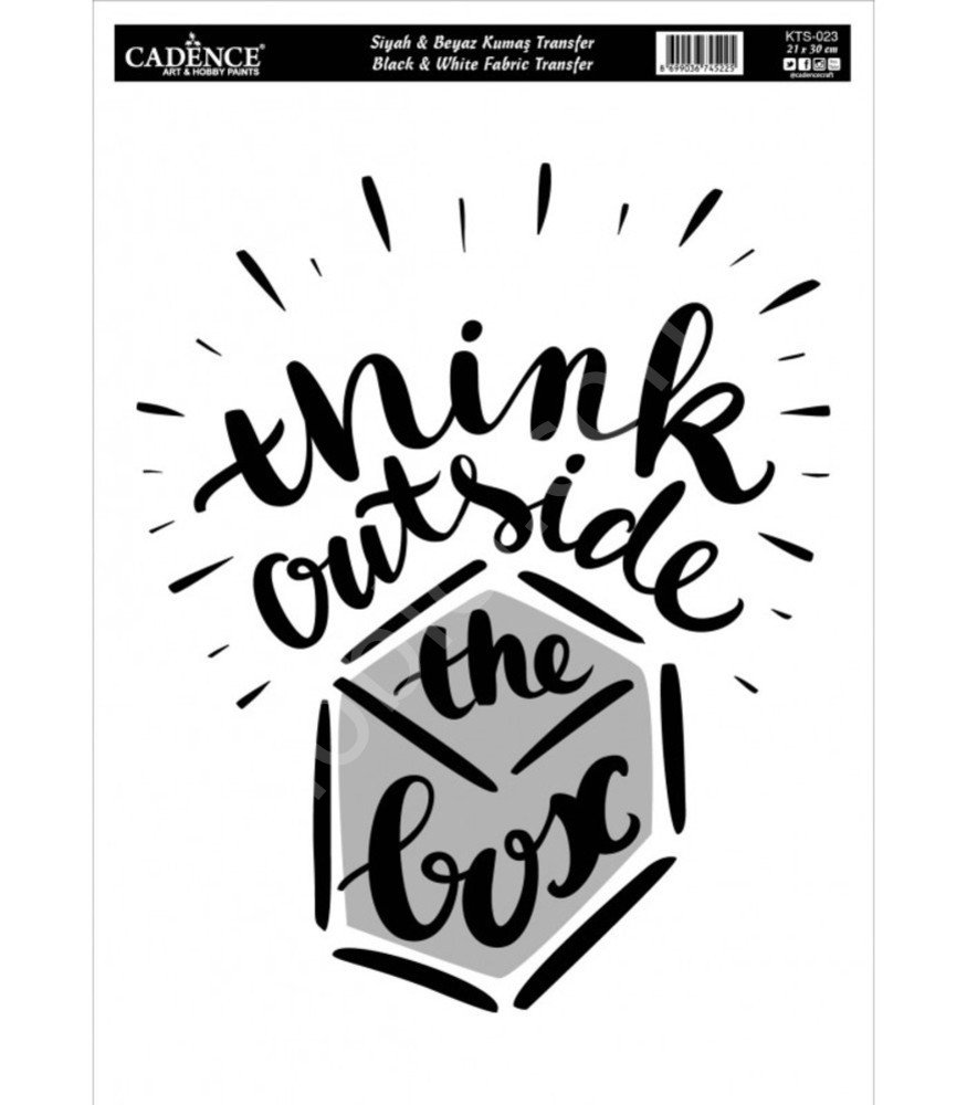 KTS-23 Siyah Beyaz  Cadence Kumaş Transfer 21x30cm