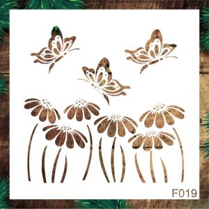 Çiçek Desen Stencil Şablon (30x30) F-019