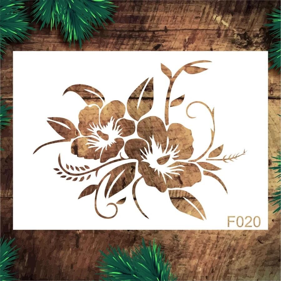 Çiçek Desen Stencil Şablon (25x35) F-020