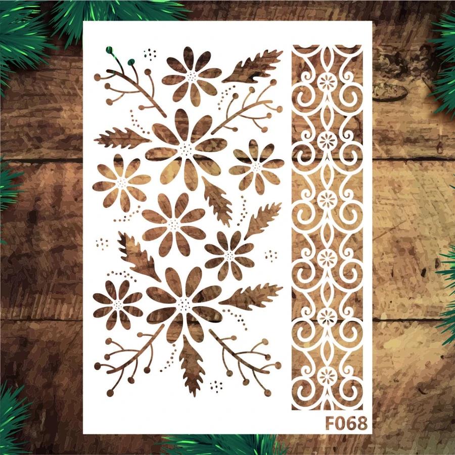 Çiçek Desen Stencil Şablon (25x35) F-068