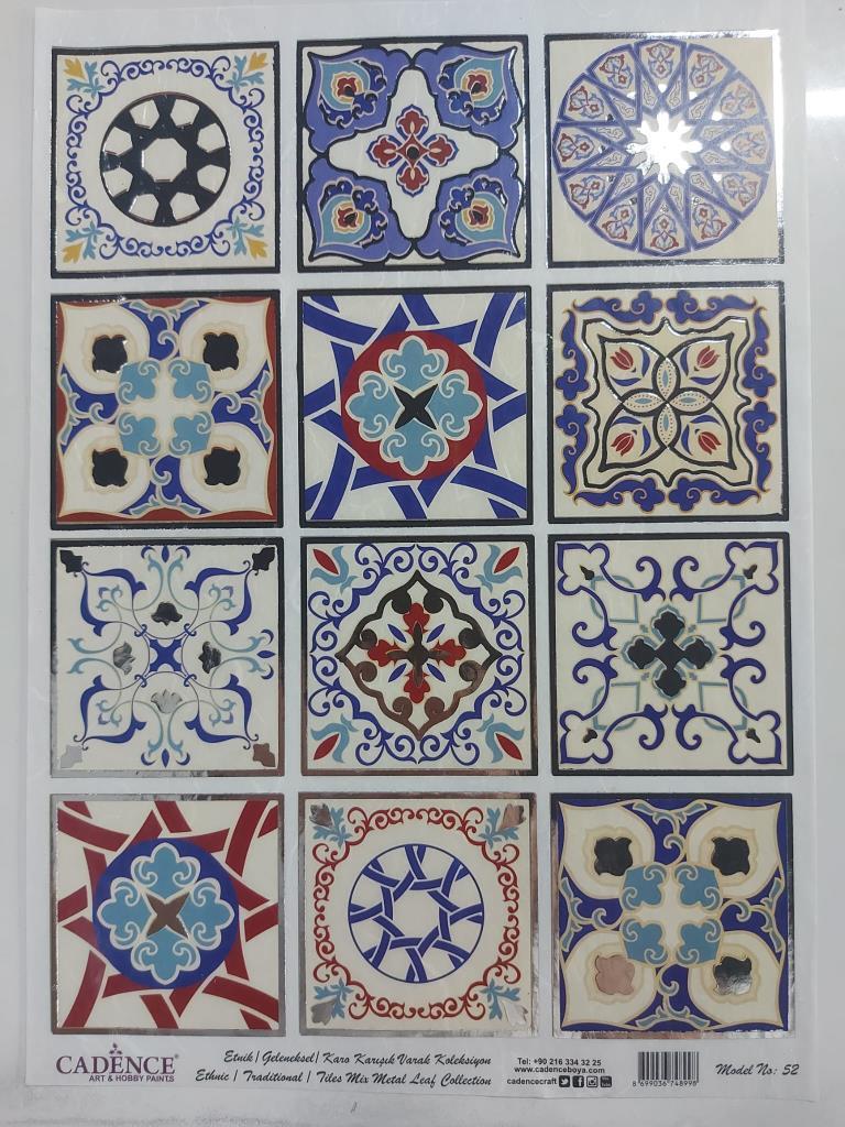Cadence Desenli Gümüş Varak Pirinç Dekoapaj Kağıdı - Model 052