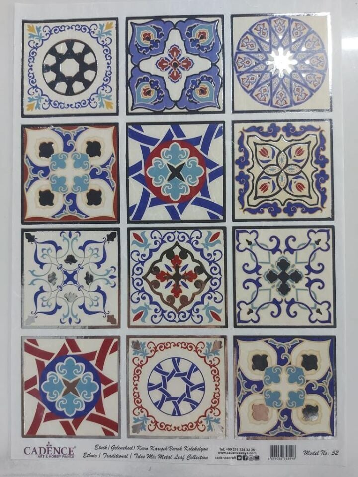 Cadence Desenli Gümüş Varak Pirinç Dekoapaj Kağıdı - Model 052
