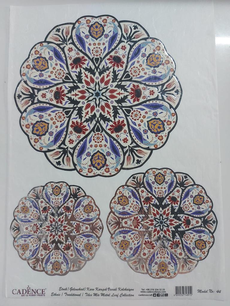 Cadence Desenli Gümüş Varak Pirinç Dekoapaj Kağıdı - Model 044