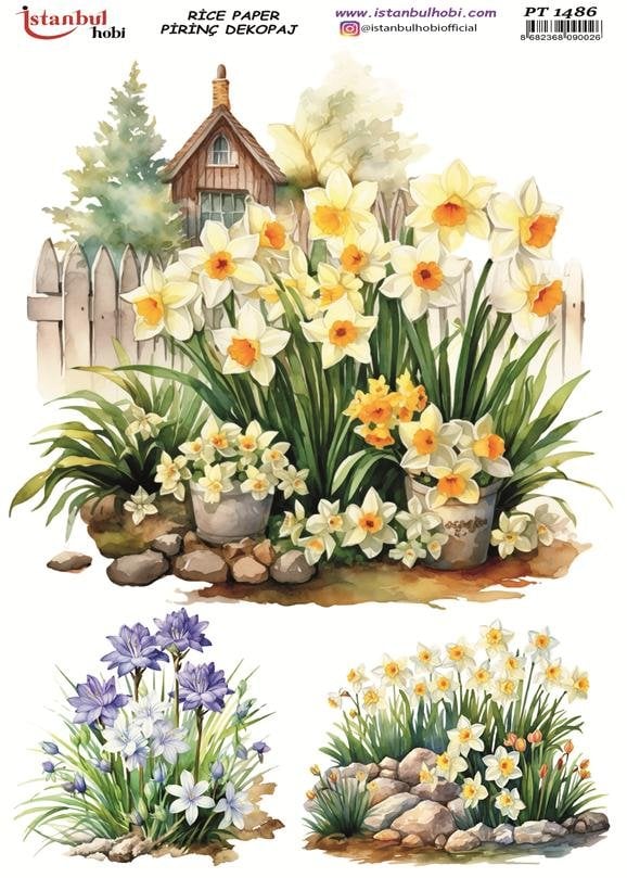 Pirinç Dekopaj Kağıdı 30x42cm PT-1486 Çiçekler