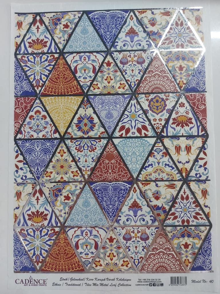 Cadence Desenli Gümüş Varak Pirinç Dekoapaj Kağıdı - Model 040