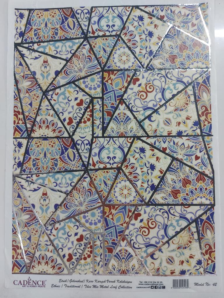 Cadence Desenli Gümüş Varak Pirinç Dekoapaj Kağıdı - Model 042
