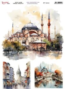 Pirinç Dekopaj Kağıdı 30x42cm PT-4161 Ayasofya ve Galata Kulesi