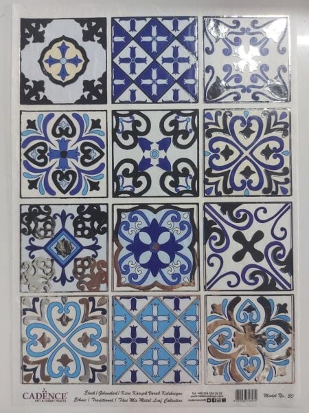 Cadence Desenli Gümüş Varak Pirinç Dekoapaj Kağıdı - Model 050