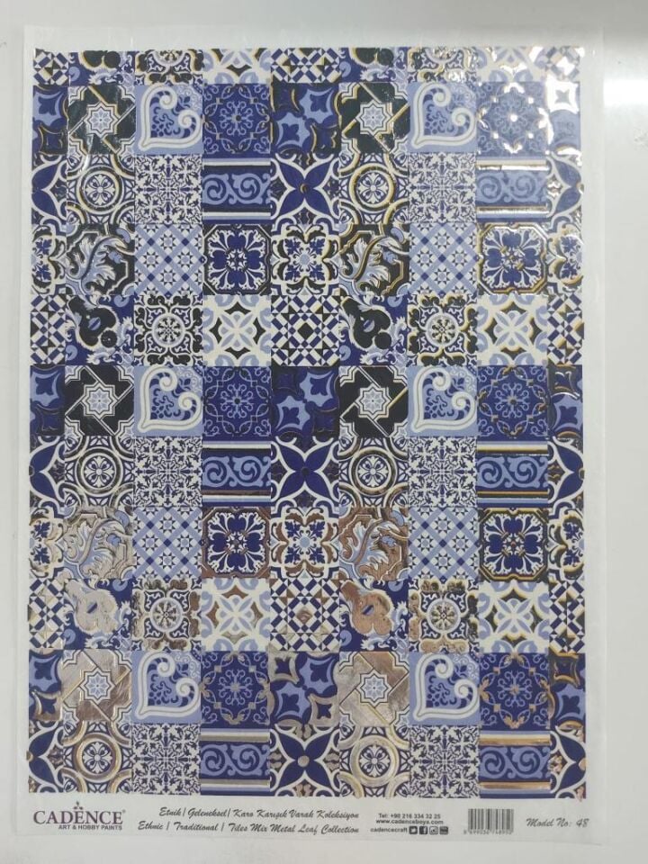 Cadence Desenli Gümüş Varak Pirinç Dekoapaj Kağıdı - Model 048