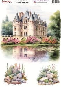 Pirinç Dekopaj Kağıdı 30x42cm PT-2096 Şato Saray Manzara