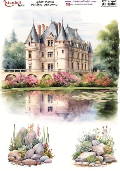 Pirinç Dekopaj Kağıdı 30x42cm PT-2096 Şato Saray Manzara