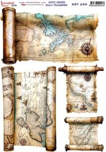 Koyu Zemin Sulu Transfer Kağıdı 25x35cm KST-243 Pusula Harita