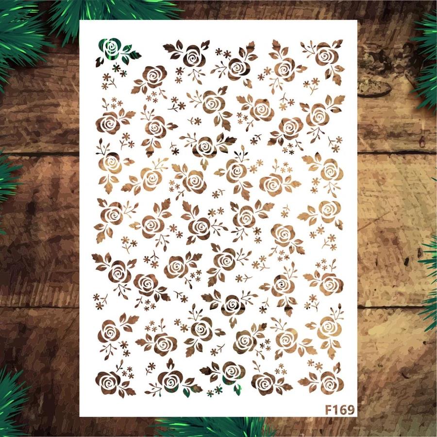 Çiçek Desen Stencil Şablon (21x30) F-169