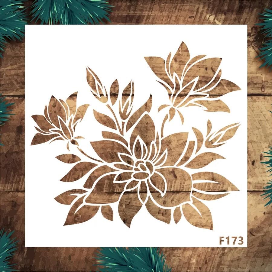 Çiçek Desen Stencil Şablon (20x20) F-173