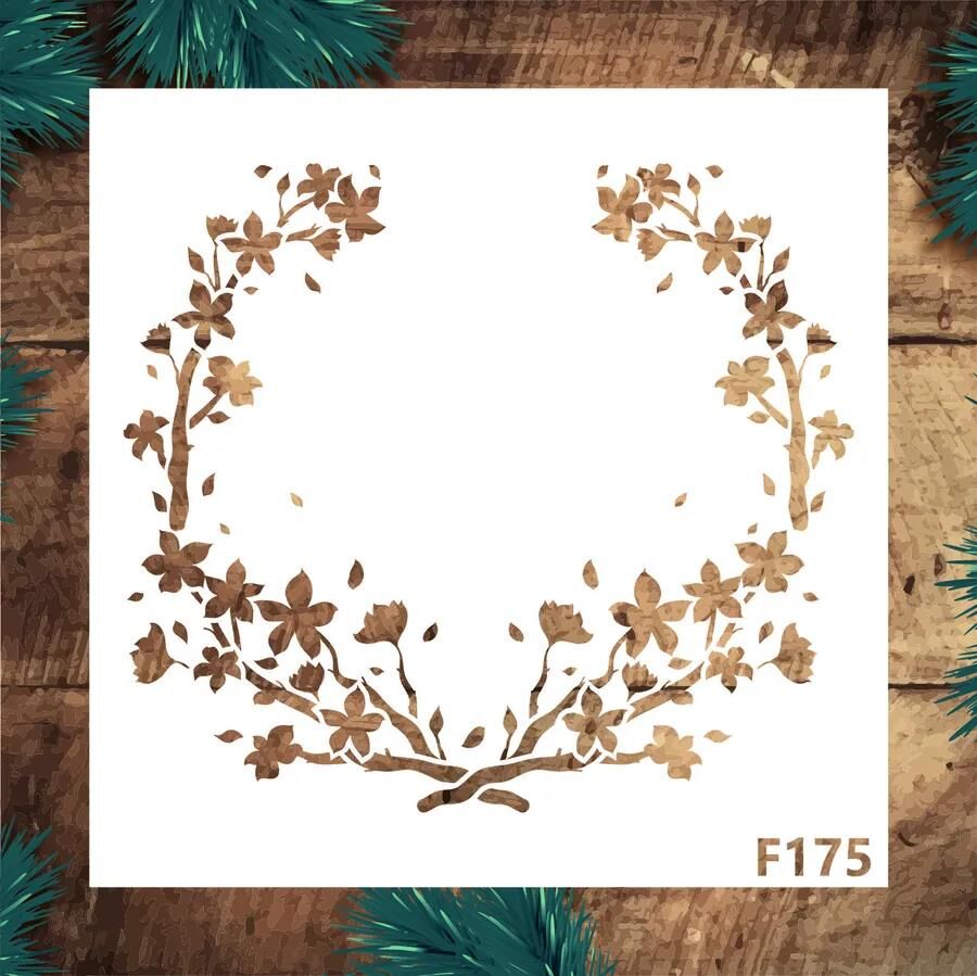 Çiçek Desen Stencil Şablon (25x25) F-175