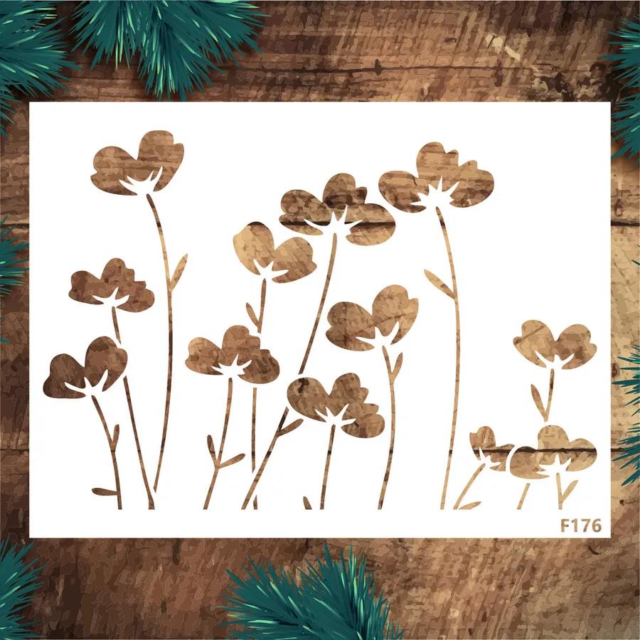 Çiçek Desen Stencil Şablon (21x30) F-176