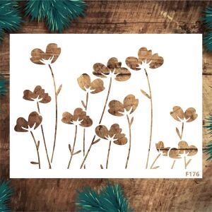 Çiçek Desen Stencil Şablon (21x30) F-176