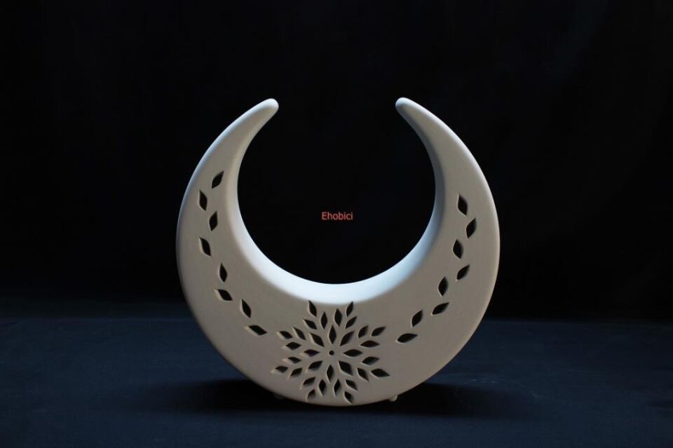 Seramik Çiçekli Küçük Hilal 15cm O-25