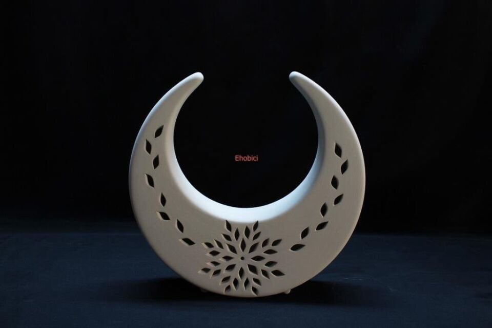Seramik Çiçekli Küçük Hilal 15cm O-25