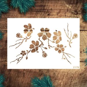 Çiçek Desen Stencil Şablon (21x30) F-179