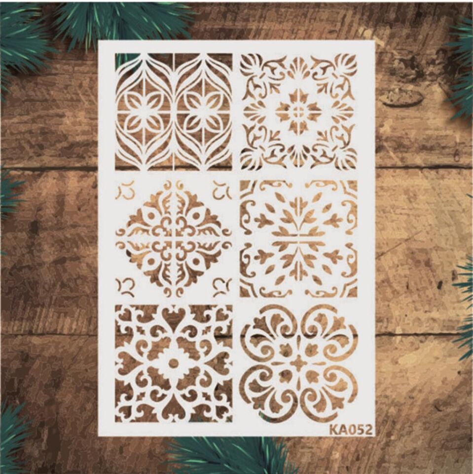 Özel Karo Desenler Stencil Şablon (25x35) KA-052