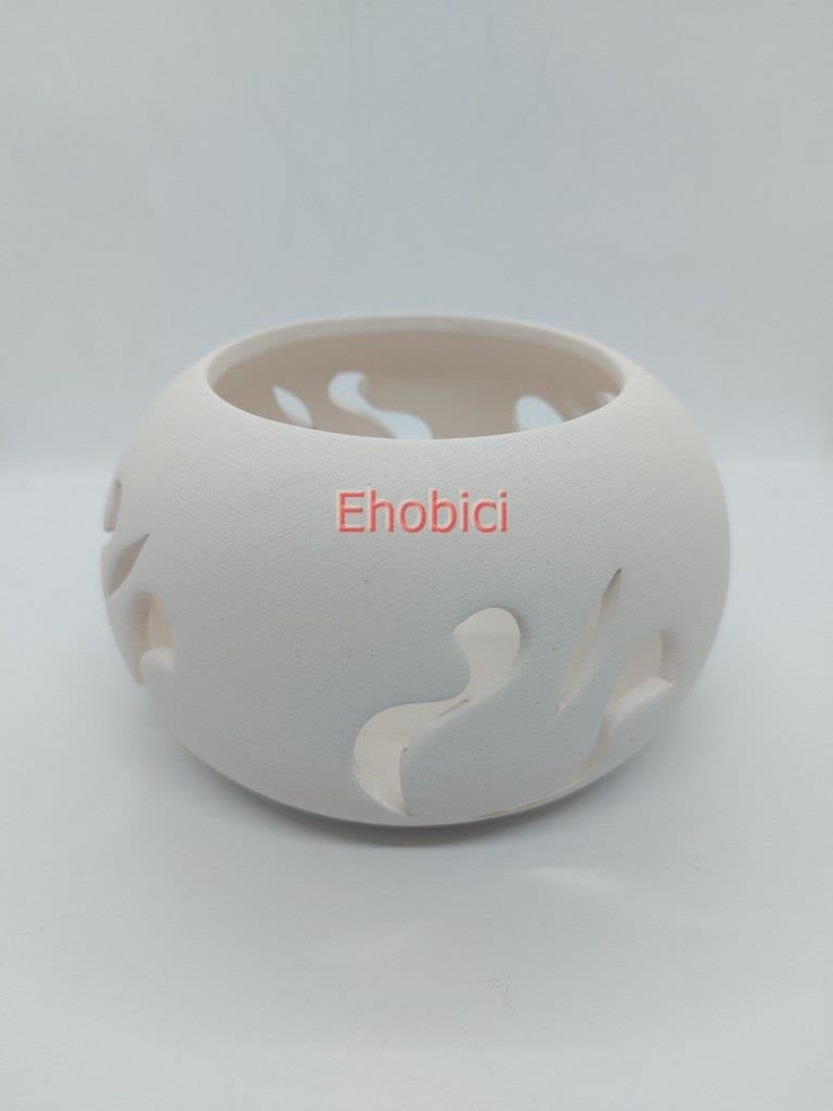 Seramik Laleli Büyük Ufo Mumluk 8,5x15cm O-05