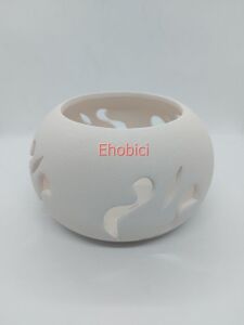Seramik Laleli Büyük Ufo Mumluk 8,5x15cm O-05
