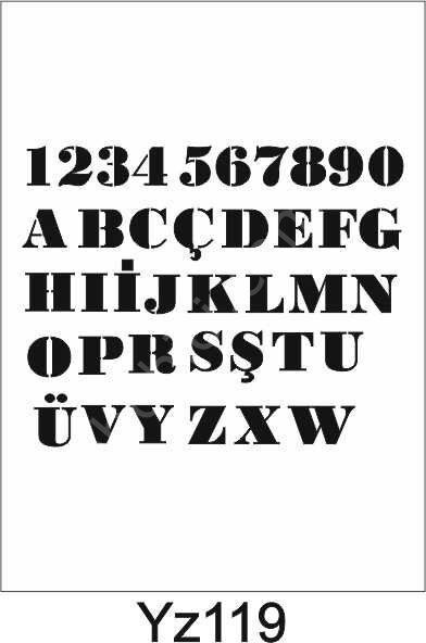 Yazı Desenler Stencil Şablon (25x25) YZ-119
