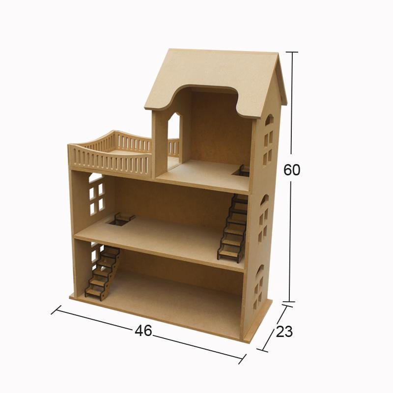 Ahşap Teraslı Oyun Evi 46x60cm MNH04
