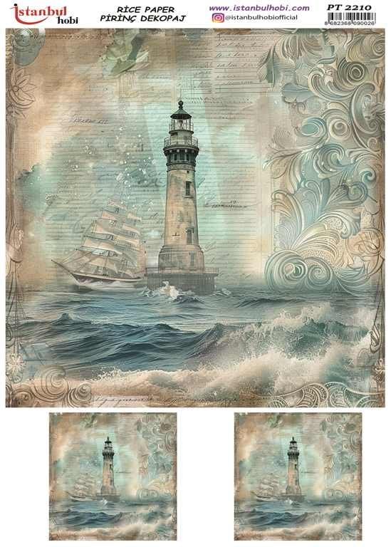 Pirinç Dekopaj Kağıdı 30x42cm PT-2210 Deniz Feneri