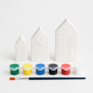 Ehobici Taş Boyama Seti Boyutlu Evler 6 Renk Akrilik Boya 5ml + Fırça