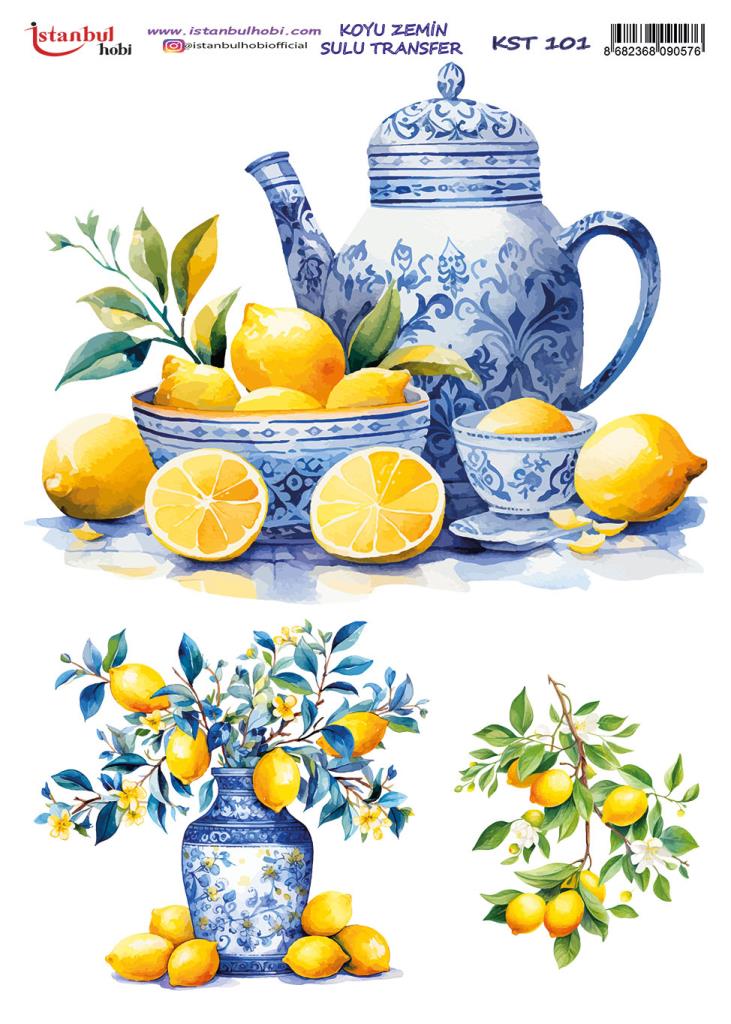 Koyu Zemin Sulu Transfer Kağıdı 25x35cm KST-101 Limon