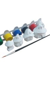 Ehobici Taş Boyama Seti Mantar Evler 6 Renk Akrilik Boya 5ml + Fırça