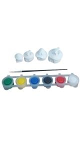 Ehobici Taş Boyama Seti Mantar Evler 6 Renk Akrilik Boya 5ml + Fırça