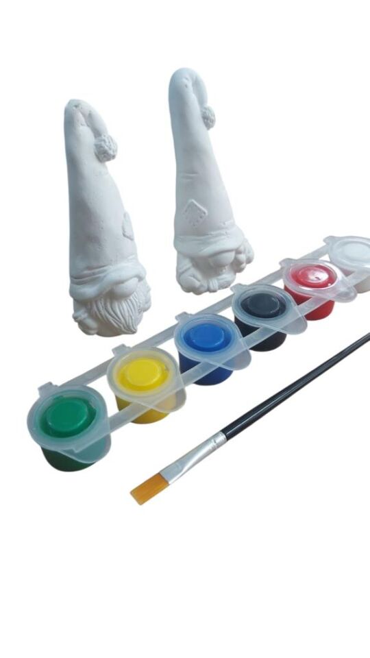 Ehobici Taş Boyama Seti Gnome Cüceler 6 Renk Akrilik Boya 5ml + Fırça