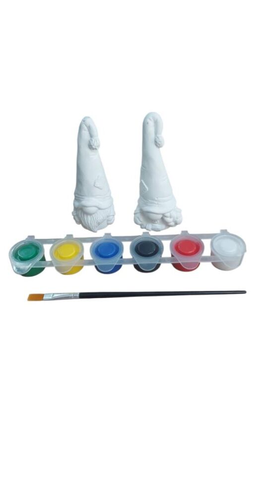 Ehobici Taş Boyama Seti Gnome Cüceler 6 Renk Akrilik Boya 5ml + Fırça