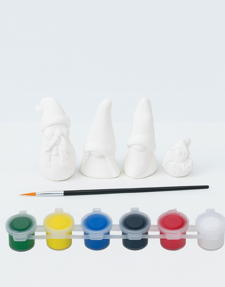 Ehobici Taş Boyama Seti Cüce ve Kardan Adam 6 Renk Akrilik Boya 5ml + Fırça