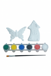 Ehobici Taş Boyama Seti Kelebek ve Ev 6 Renk Akrilik Boya 5ml + Fırça