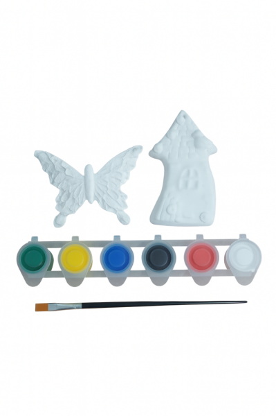 Ehobici Taş Boyama Seti Kelebek ve Ev 6 Renk Akrilik Boya 5ml + Fırça