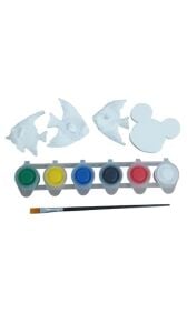 Ehobici Taş Boyama Seti Balıklar ve Mickey Mouse 6 Renk Akrilik Boya 5ml + Fırça
