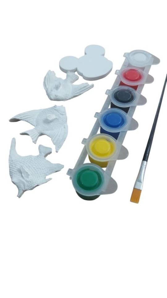 Ehobici Taş Boyama Seti Balıklar ve Mickey Mouse 6 Renk Akrilik Boya 5ml + Fırça