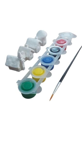 Ehobici Taş Boyama Seti Kış Evleri 6 Renk Akrilik Boya 5ml + Fırça