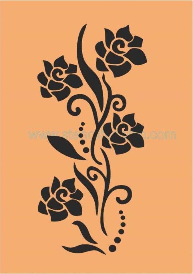 Çiçek Desen Stencil Şablon (21x30) F-060