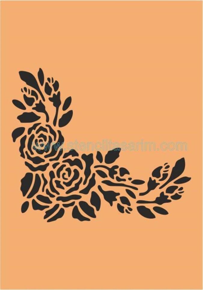 Çiçek Desen Stencil Şablon (25x25) F-018